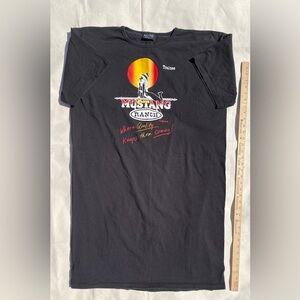 Vintage 90s Black Mustang Ranch Brothel Graphic TShirt NightGown Reno Novelty